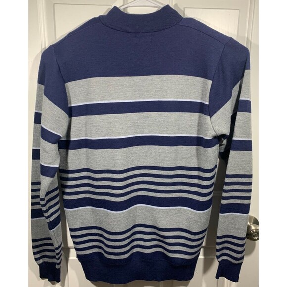 Marx & Dutch XL Long Sleeve Pull-over Quarter Zip Striped Sweater Shirt Gray - Picture 7 of 10